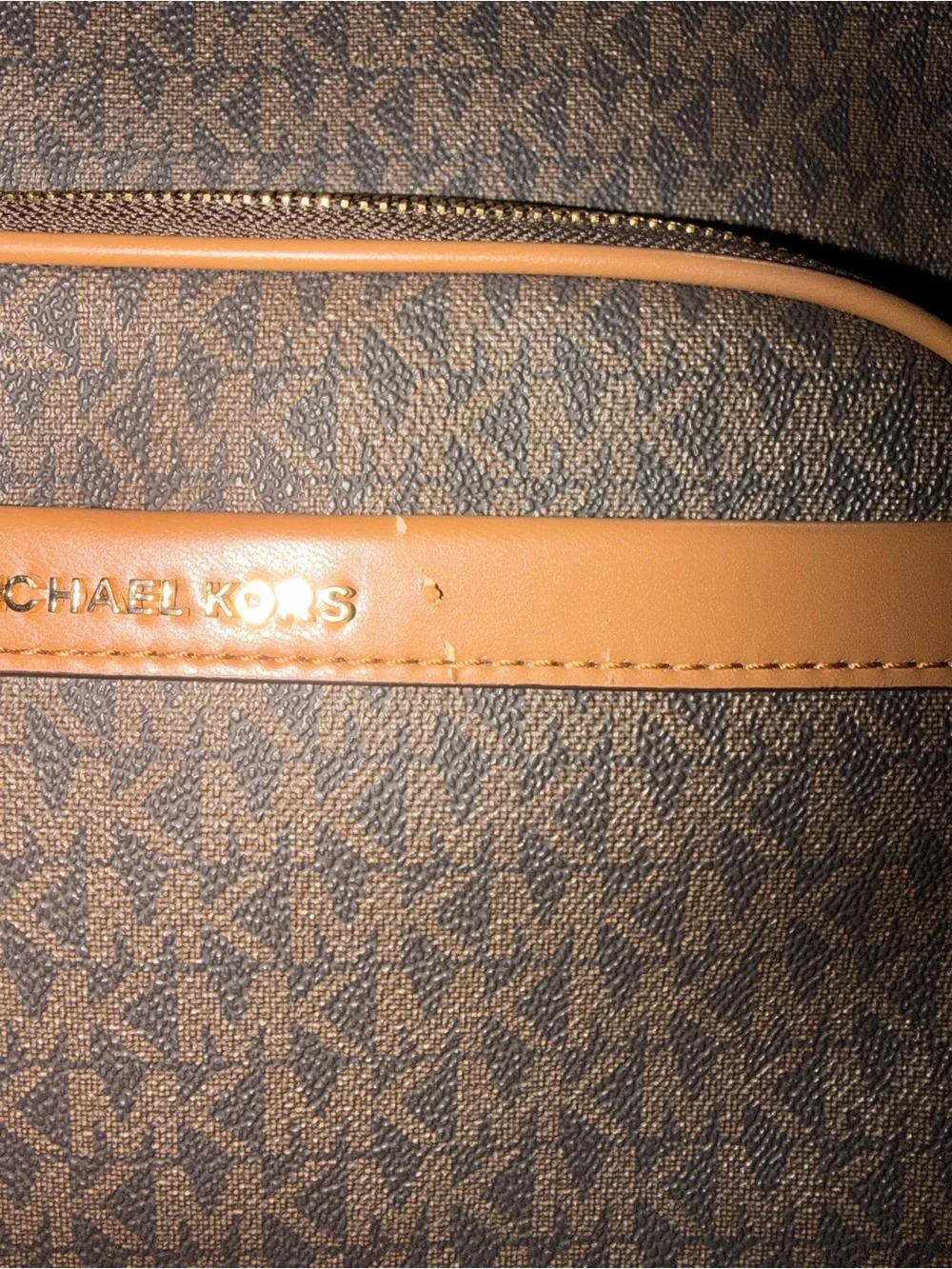Michael Kors Brown Signature Canvas Backpack with Tan Trim
